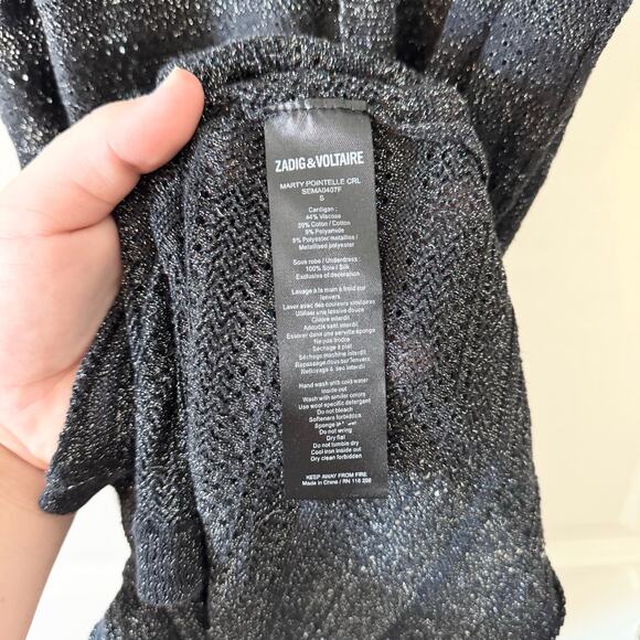 Zadig & Voltaire Marty Pointelle Cardigan Dress in Black - Picture 8 of 8